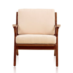 Manhattan Comfort Martelle Cream and Amber Twill Weave Accent Chair
