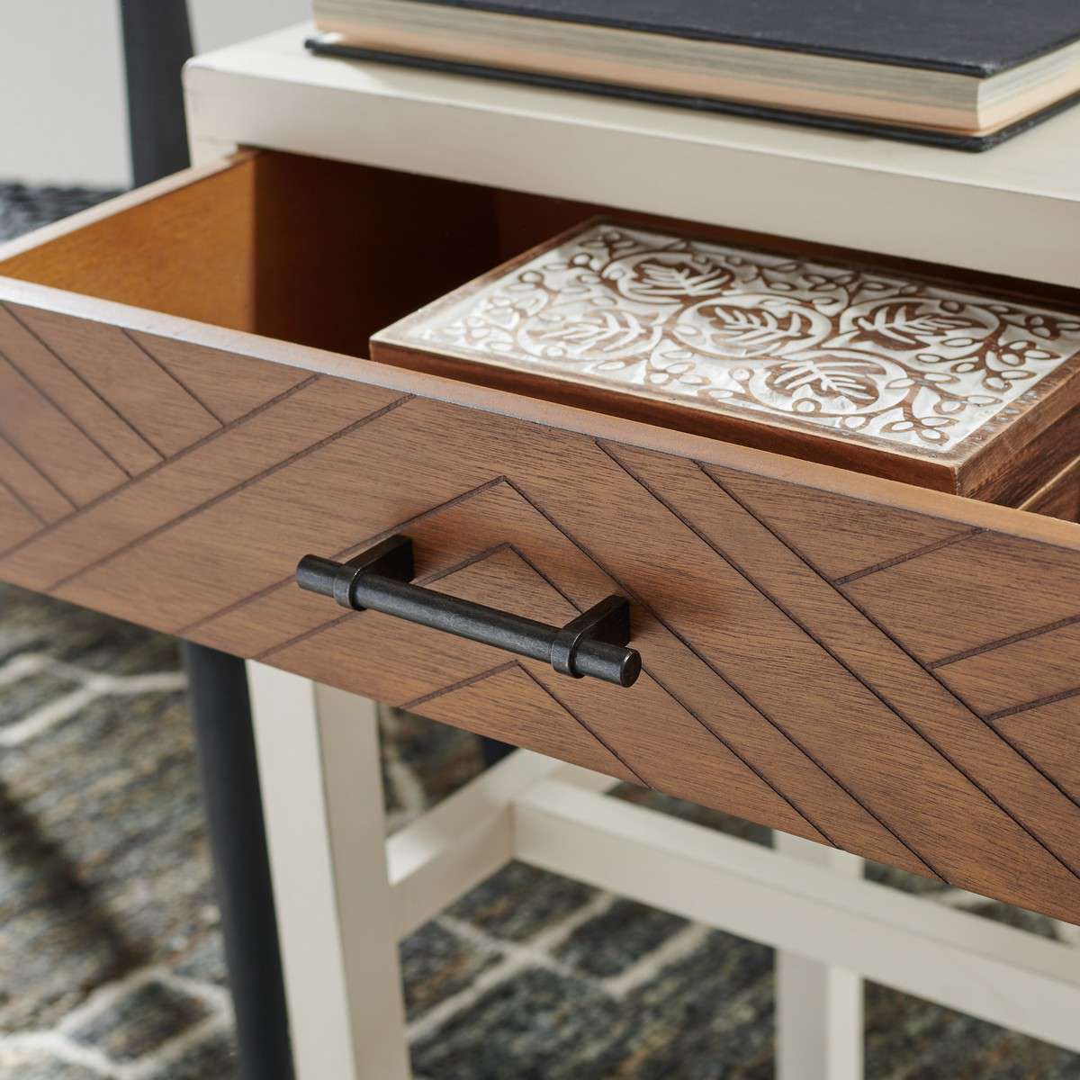 Safavieh Ajana 1 Drawer Accent Table - White | Accent Tables | Modishstore - 4