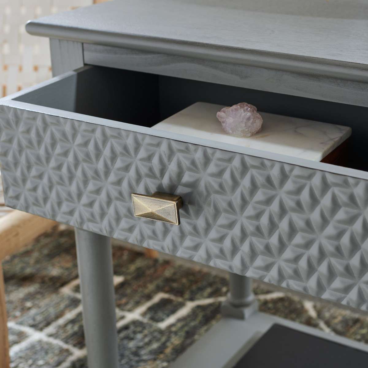 Safavieh Halton 1Drw Accent Table - Distressed Gray | Accent Tables | Modishstore - 4