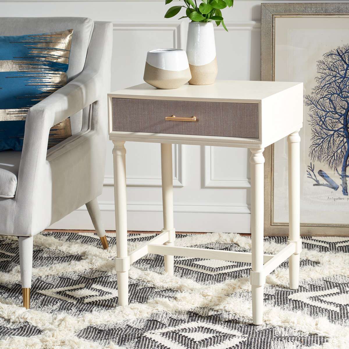 Safavieh Estella 1Drw Accent Table - White | Accent Tables | Modishstore - 4