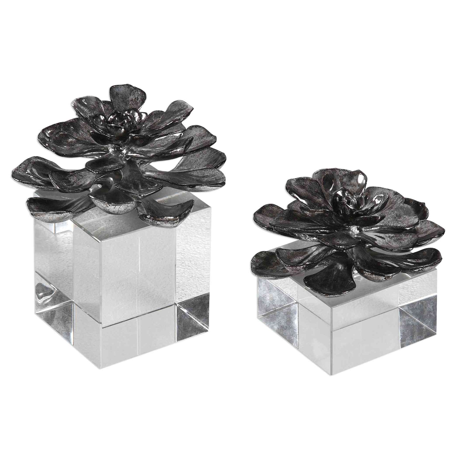 Uttermost Indian Lotus Metallic Silver Flowers Set Of 2 | Sculptures | Modishstore - 3