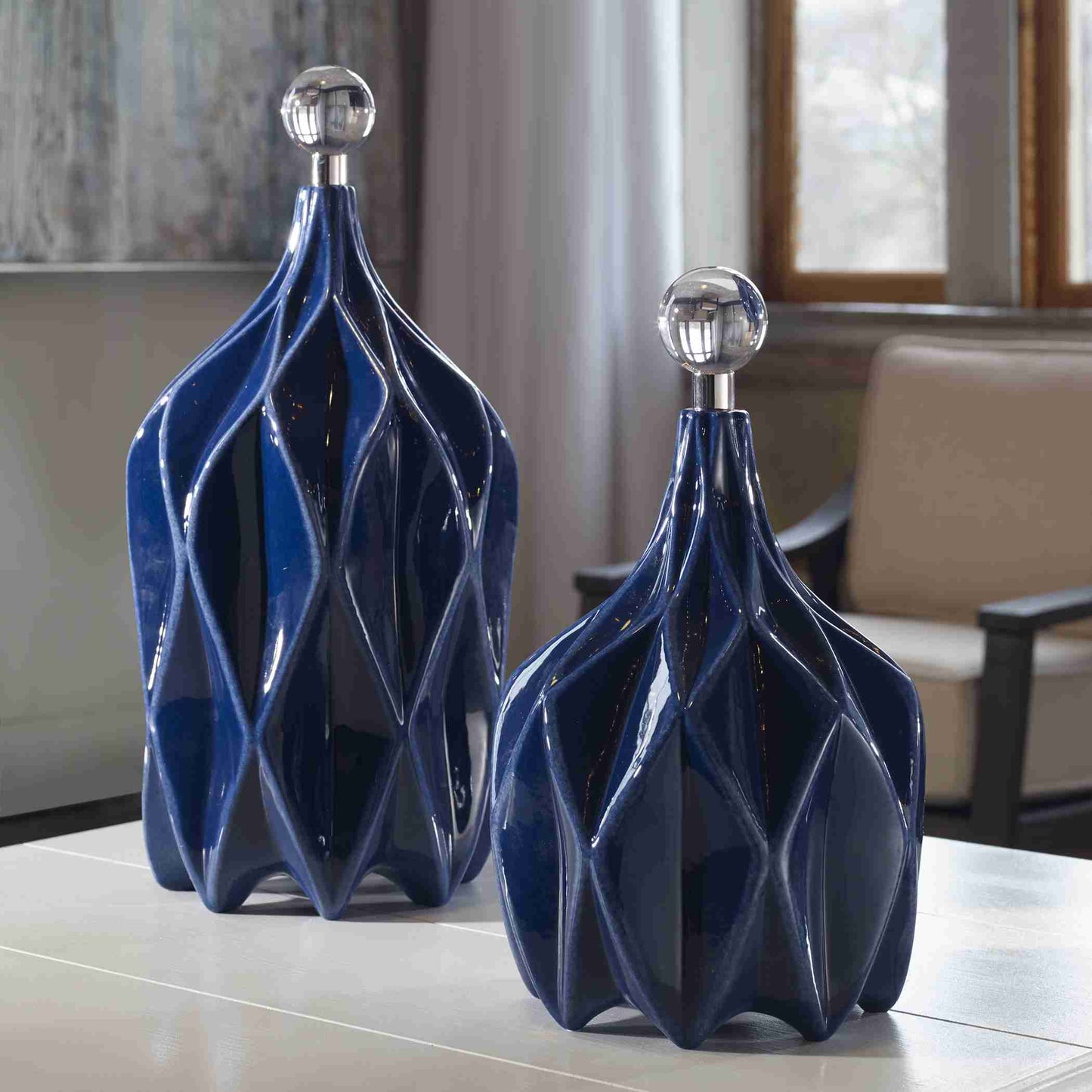 Uttermost Klara Geometric Bottles, Set Of 2 | Bottles & Jugs | Modishstore - 2