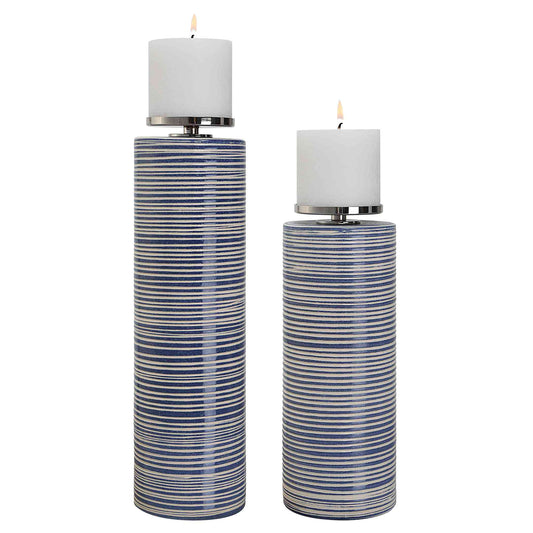 Uttermost Montauk Ceramic Candleholders, Set Of 2 | Candle Holders | Modishstore