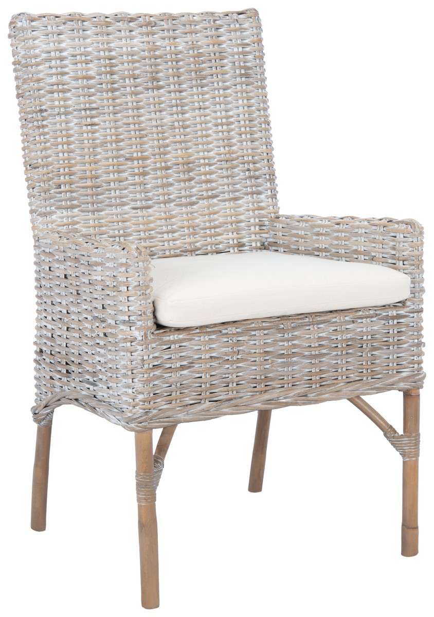 Safavieh Nancy Rattan Accent Chair W/ Cushion - Gray White Wash | Accent Chairs | Modishstore - 4