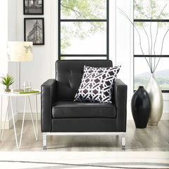 Rolina Armchair, Black Leather By World Modern Design