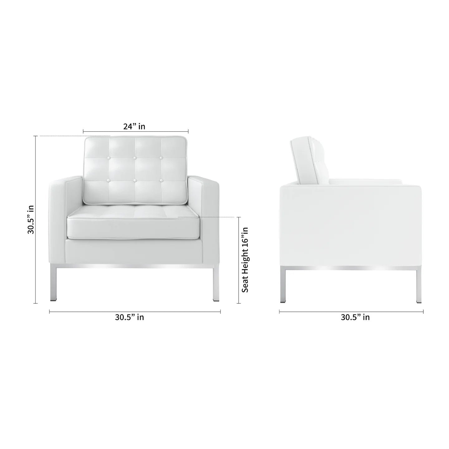 Rolina Armchair, White Leather By World Modern Design | Armchairs | Modishstore - 2