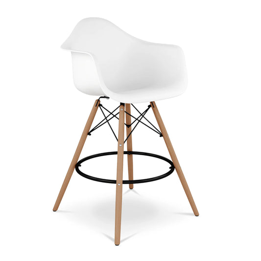 Pyramid Counter Stool With Arms, White By World Modern Design | Counter Stools | Modishstore