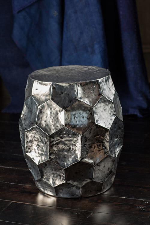 Vagabond Vintage Iron Stool in Pewter Finish | Modishstore | Stools & Benches