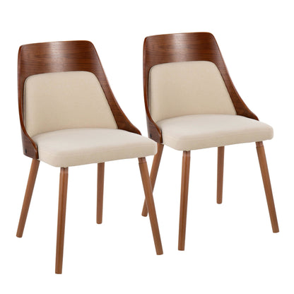 Anabelle Mid-Century Modern Chair in Natural Wood and Cream Fabric By LumiSource (Set of 2) | Dining Chairs | Modishstore - 15