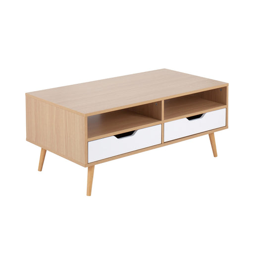 Astro Contemporary Coffee Table in Natural and White Wood By LumiSource | Coffee Tables | Modishstore