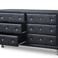 baxton studio luminescence black faux leather upholstered dresser | Modish Furniture Store-3