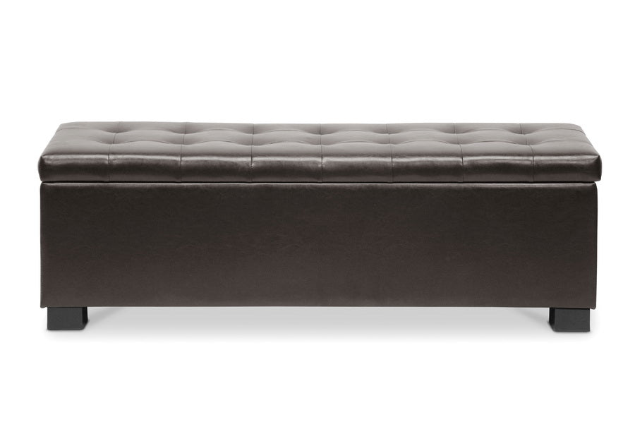 baxton studio roanoke contemporary dark brown ottoman | Modish Furniture Store-3