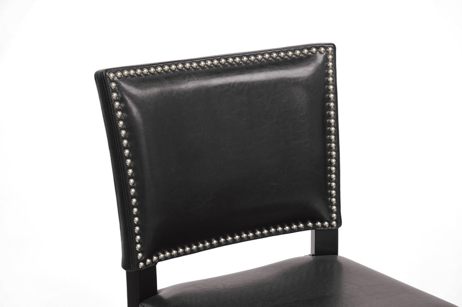 baxton studio aries black modern bar stool with nail head trim set of 2 | Modish Furniture Store-3