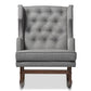 Baxton Studio Iona Mid-century Retro Modern Grey Fabric Upholstered Button-tufted Wingback Rocking Chair | Modishstore | Armchairs