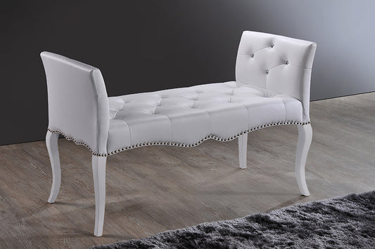 Baxton Studio Kristy Modern and Contemporary White Faux Leather Classic Seating Bench | Benches | Modishstore