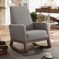 Baxton Studio Yashiya Mid-century Retro Modern Grey Fabric Upholstered Rocking Chair | Rocking Chairs | Modishstore