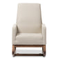 Baxton Studio Yashiya Mid-century Retro Modern Light Beige Fabric Upholstered Rocking Chair | Modishstore | Armchairs