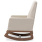 baxton studio yashiya mid century retro modern light beige fabric upholstered rocking chair | Modish Furniture Store-3