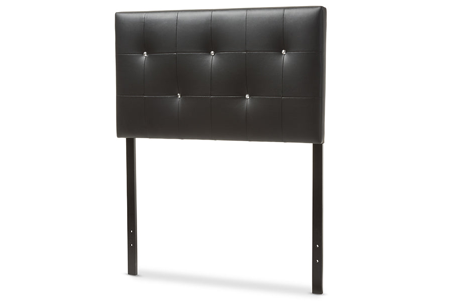 baxton studio baltimore modern and contemporary black faux leather upholstered twin size headboard | Modish Furniture Store-6