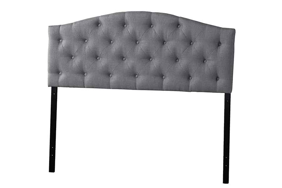 Baxton Studio Myra Modern and Contemporary Full Size Grey Fabric Upholstered Button-tufted Scalloped Headboard | Headboards | Modishstore - 2