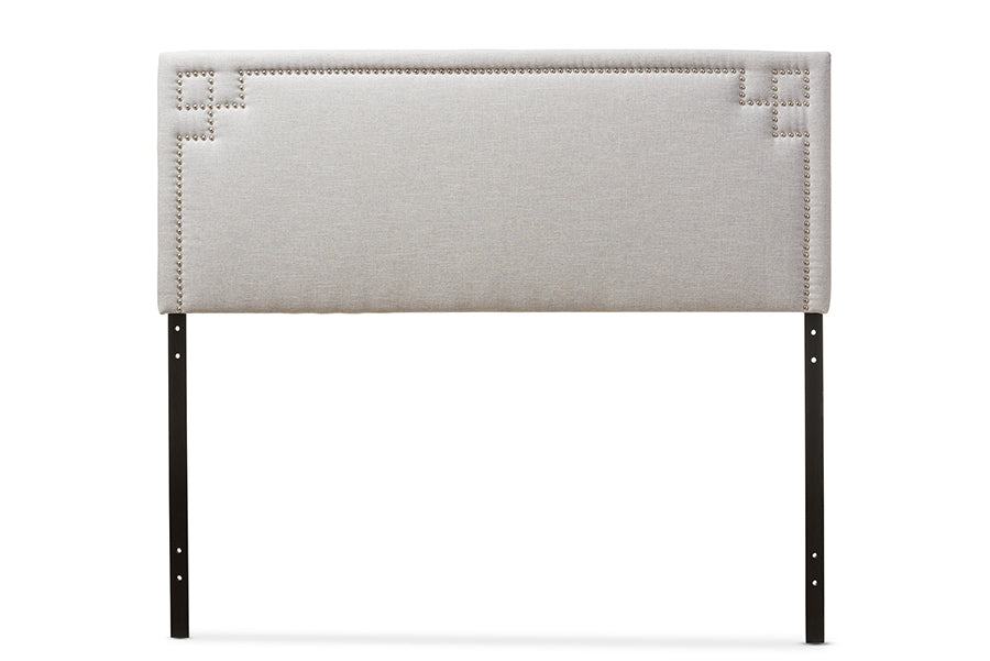 baxton studio geneva modern and contemporary dark grey fabric upholstered queen size headboard | Modish Furniture Store-2