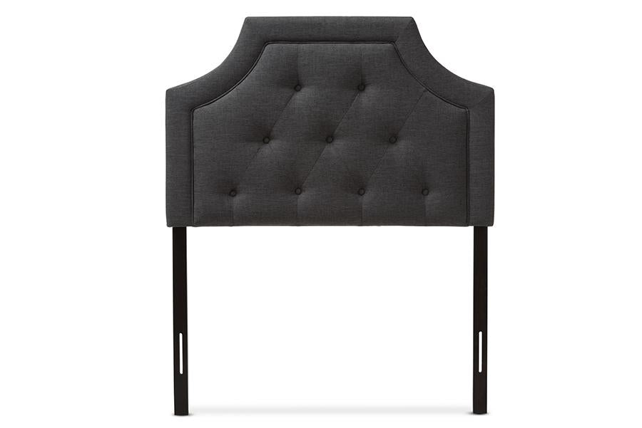 baxton studio mars modern and contemporary dark grey fabric twin size headboard | Modish Furniture Store-3