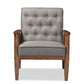 Baxton Studio Sorrento Mid-century Retro Modern Grey Fabric Upholstered Wooden Lounge Chair | Modishstore | Armchairs