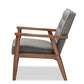 baxton studio sorrento mid century retro modern grey fabric upholstered wooden lounge chair | Modish Furniture Store-3