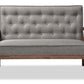 Baxton Studio Sorrento Mid-century Retro Modern Grey Fabric Upholstered Wooden 2-seater Loveseat | Modishstore | Loveseats