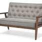 baxton studio sorrento mid century retro modern grey fabric upholstered wooden 2 seater loveseat | Modish Furniture Store-2