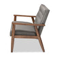 baxton studio sorrento mid century retro modern grey fabric upholstered wooden 2 seater loveseat | Modish Furniture Store-3