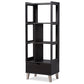 baxton studio kalien modern and contemporary dark brown wood leaning bookcase with display shelves and one drawer | Modish Furniture Store-2