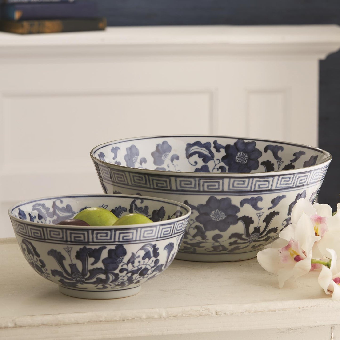 Blue & White Lotus Flower Bowl Set Of 4 By Tozai Home | Decorative Bowls | Modishstore - 1