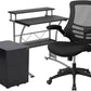 Work From Home Kit - Black Computer Desk, Ergonomic Mesh Office Chair and Locking Mobile Filing Cabinet with Side Handles | Office Chairs | Modishstore