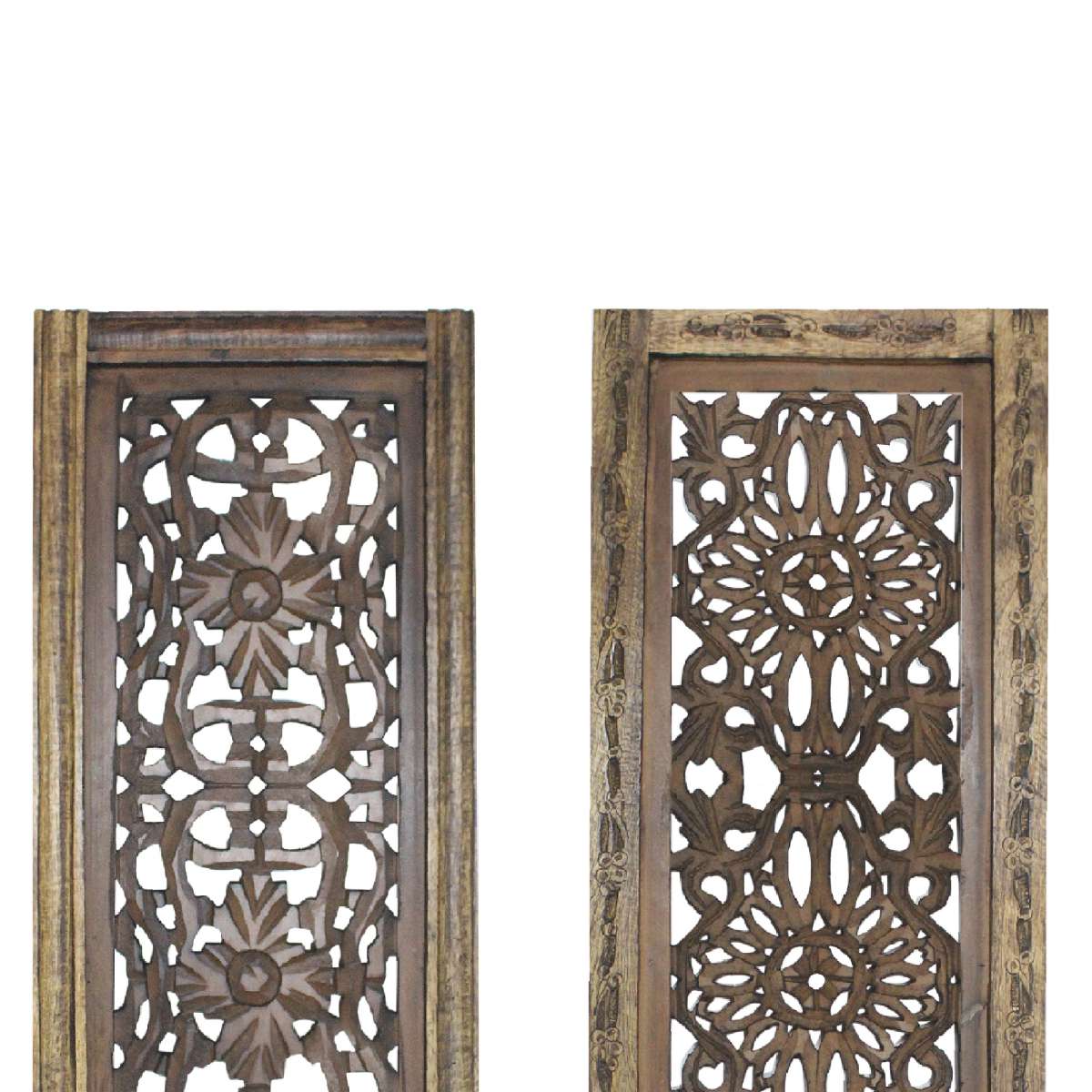 Benzara Floral Hand Carved Wooden Wall Panels, Assortment Of Two, Brown | Wall Decor |  Modishstore  - 2