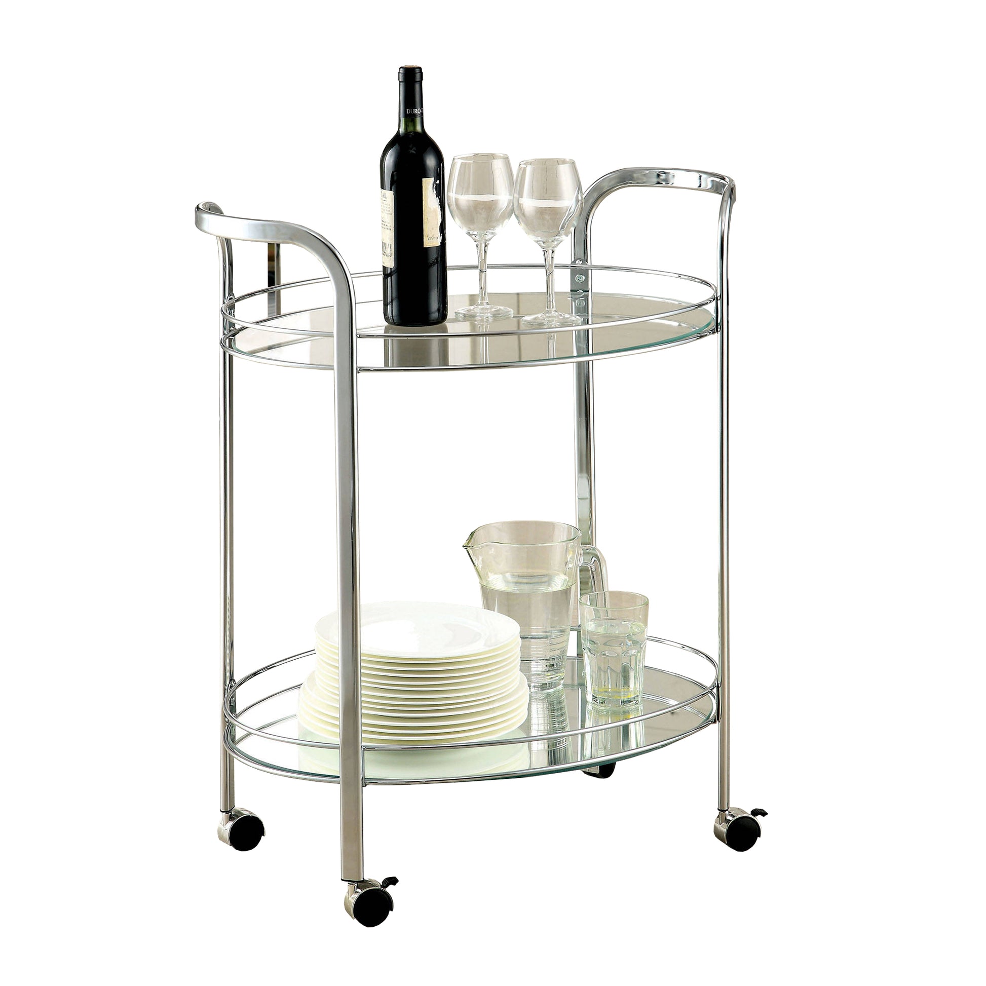 Loule Contemporary Serving Cart In Chrome Finish  By Benzara | Bar Carts |  Modishstore 