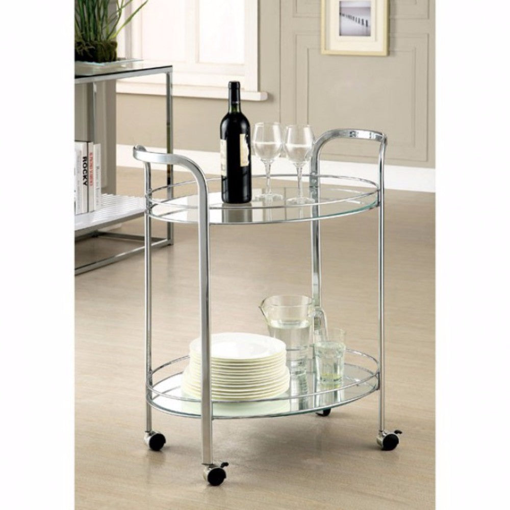 Loule Contemporary Serving Cart In Chrome Finish  By Benzara | Bar Carts |  Modishstore  - 3