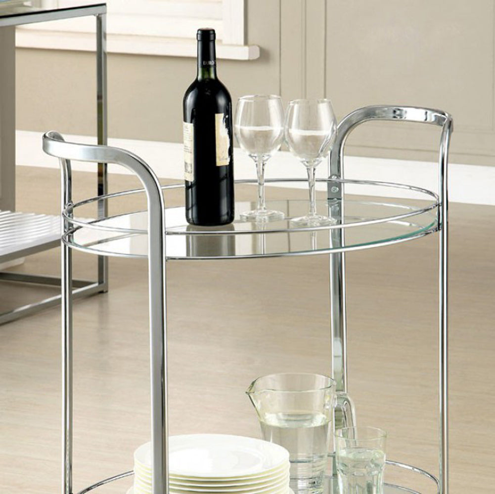 Loule Contemporary Serving Cart In Chrome Finish  By Benzara | Bar Carts |  Modishstore  - 2