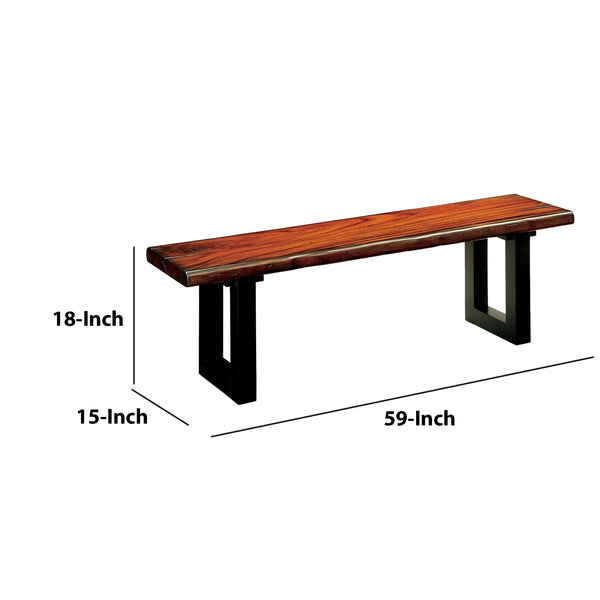 Maddison Contemporary Style Bench , Tobacco Oak By Benzara | Benches | Modishstore - 6
