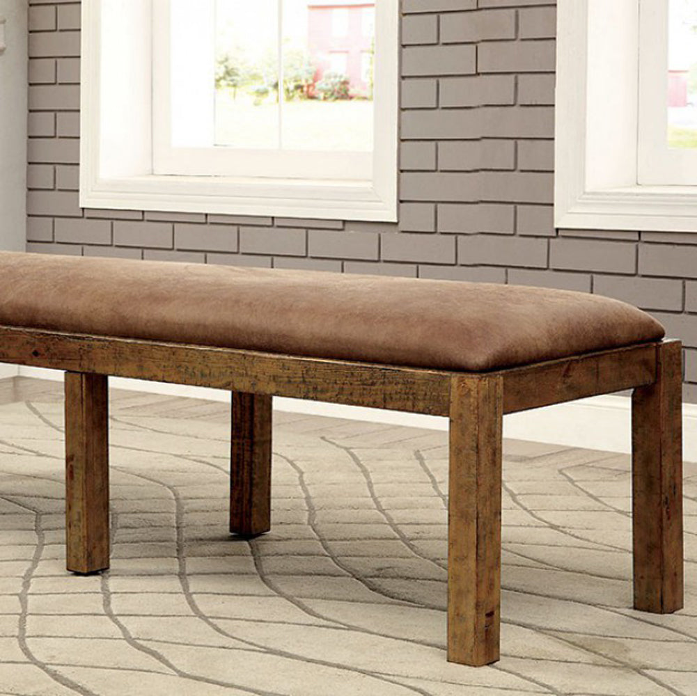 Gianna Transitional Bench, Rustic Pine By Benzara | Stools & Benches | Modishstore - 4