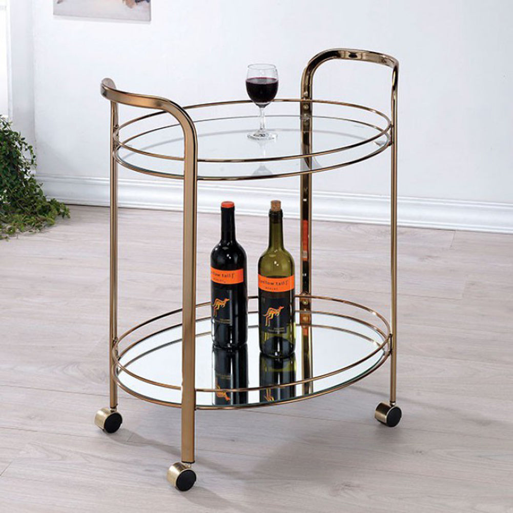 Starla Contemporary Serving Cart In Champagne By Benzara | Bar Carts | Modishstore - 2