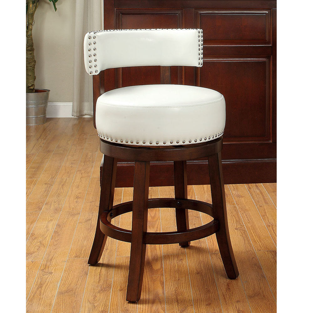Shirley Contemporary 24" Barstool Withpu Cushion, White Finish By Benzara | Bar Stools & Table | Modishstore - 3