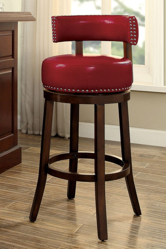 Shirley 29" Barstool Withpu Cushion, Red Finish, Set Of 2 By Benzara | Bar Stools | Modishstore - 2