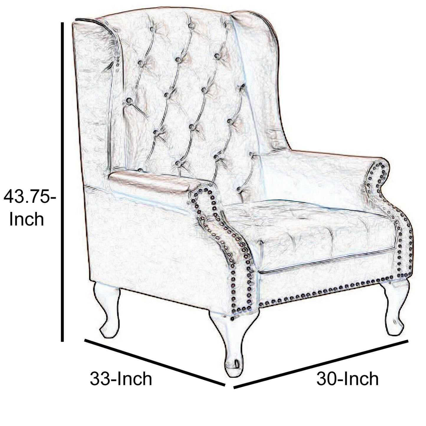 Vaugh Traditional Wing Accent Chair In Nail Head, Rustic Brown Finish By Benzara | Lounge Chairs | Modishstore - 5