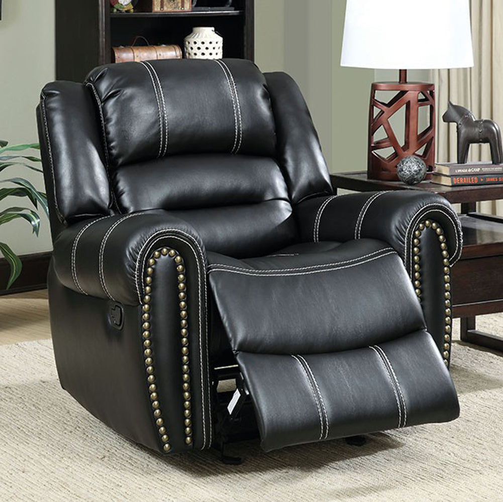 Frederick Transitional Glider Recliner Single Chair, Black Finish By Benzara | Chairs & Recliners | Modishstore - 3