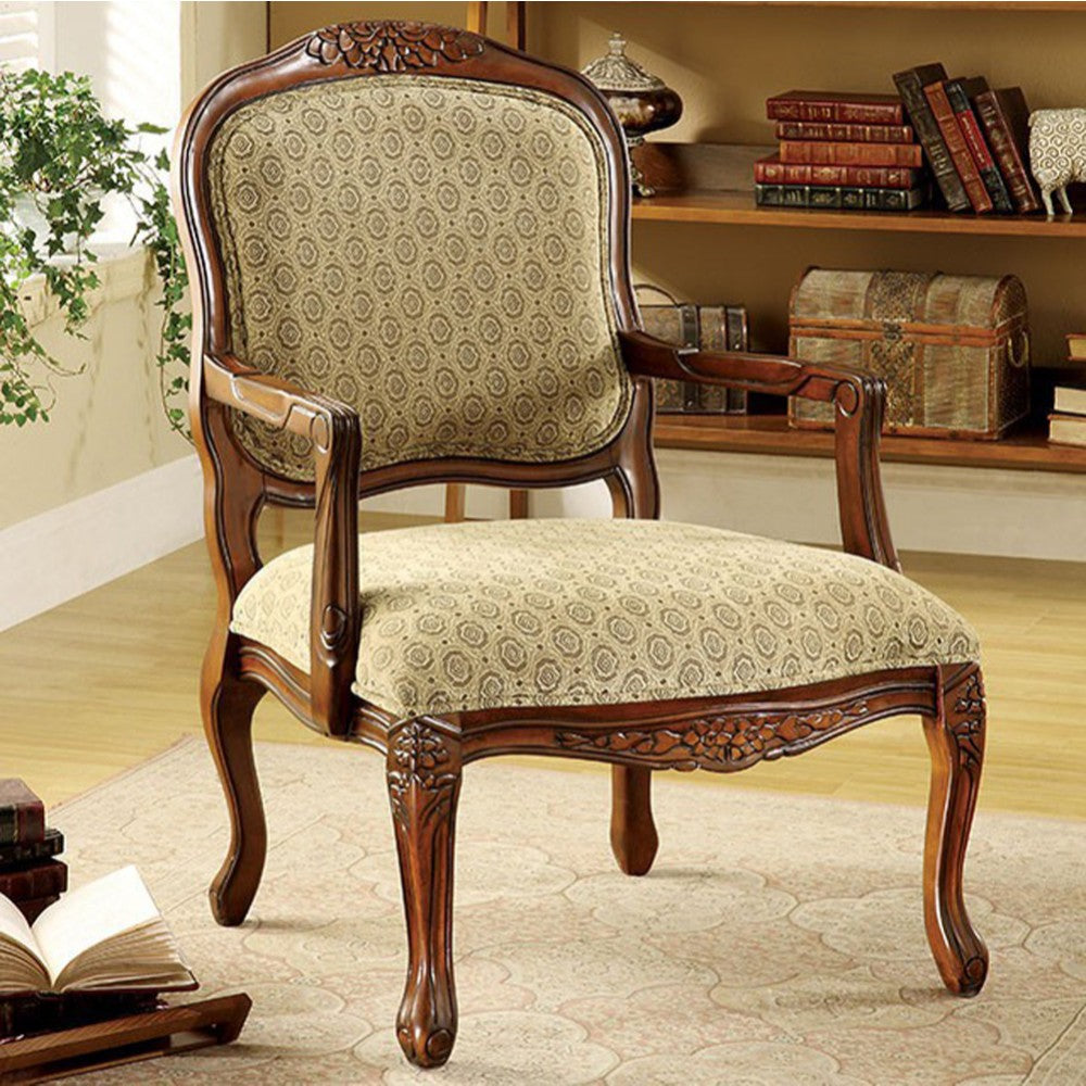 Quintus Traditional Accent Chair , Antique Oak By Benzara | Armchairs | Modishstore - 3