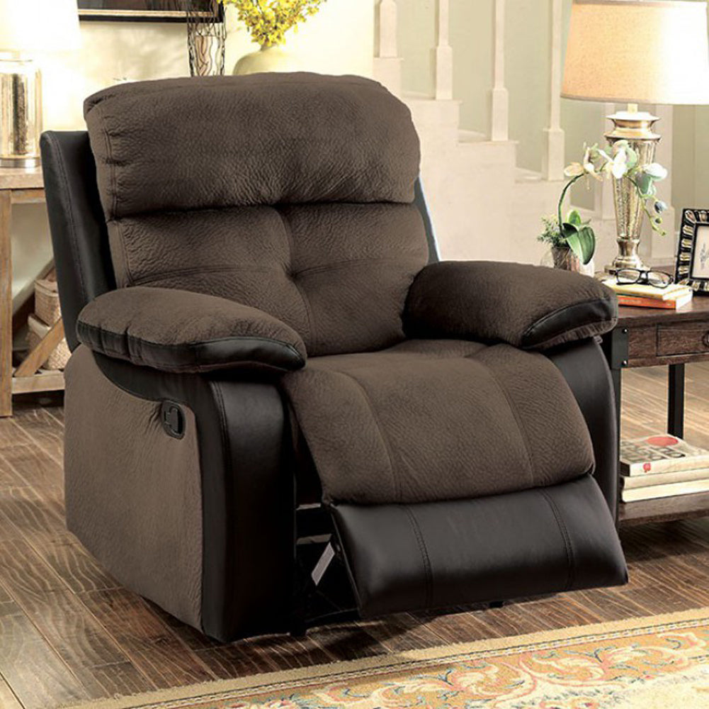 Hadley I Transitional 1 Recliner Chair, Brown By Benzara | Chairs & Recliners | Modishstore - 3