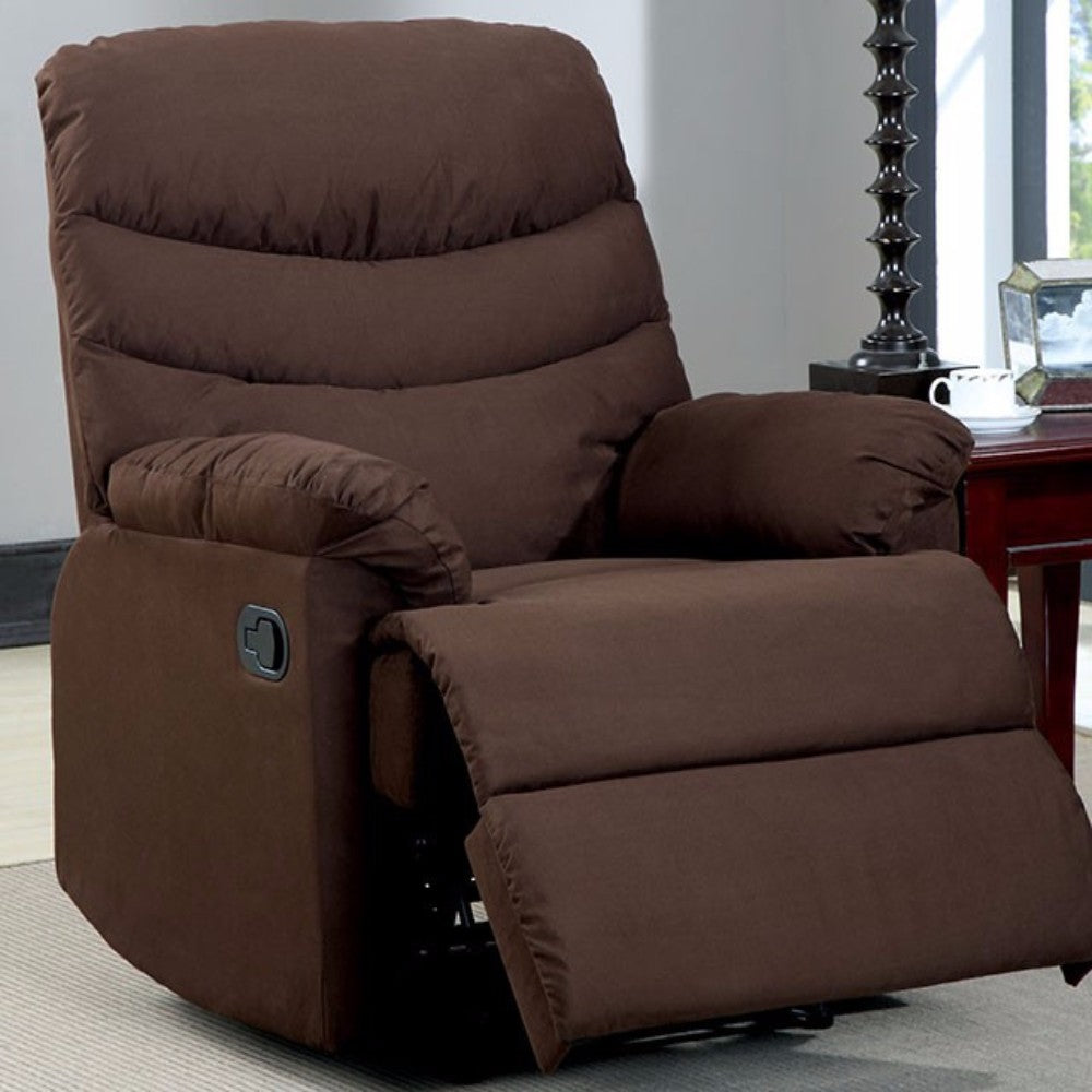 Plesant Valley Transitional Recliner Chair With Microfiber, Brown By Benzara | Chairs & Recliners | Modishstore - 3