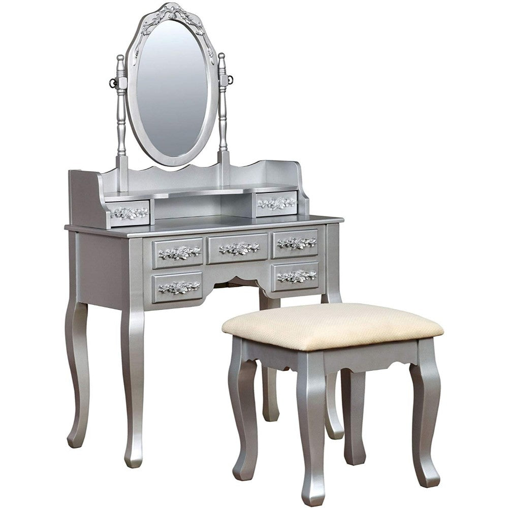 Harriet Traditional Vanity, Silver By Benzara | Dressers | Modishstore