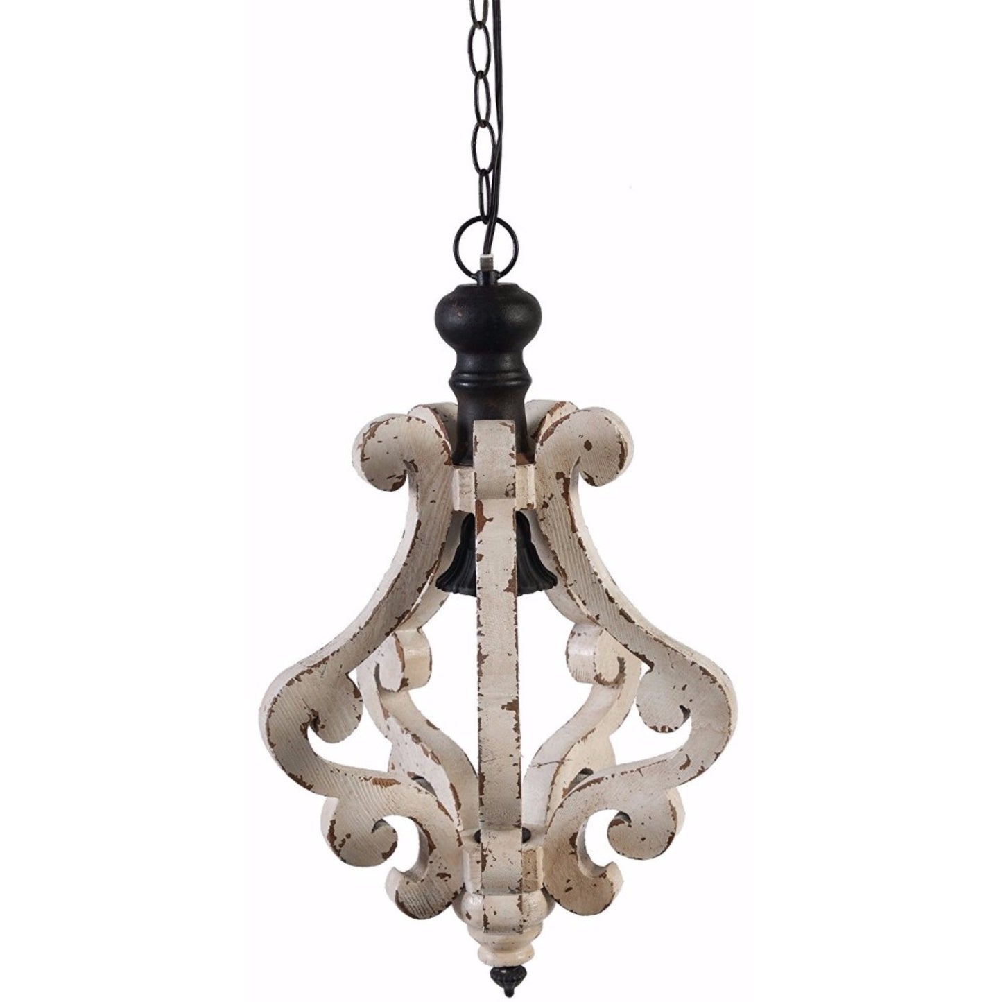 Wooden Home Perth Chandelier, White By Benzara | Chandeliers | Modishstore
